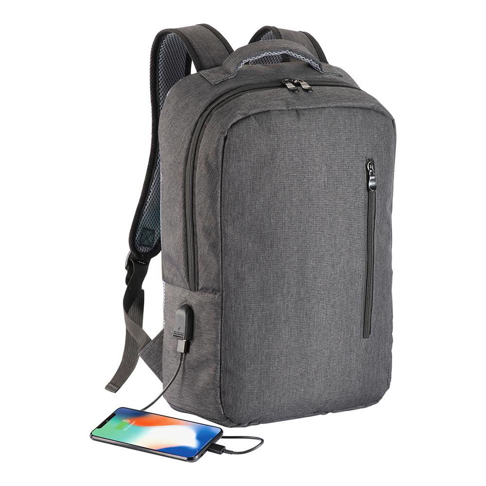 Zaino porta computer poliestere two tone con tre tasche con porta USB esterna Zaino porta computer poliestere two tone con tre tasche con porta USB esterna